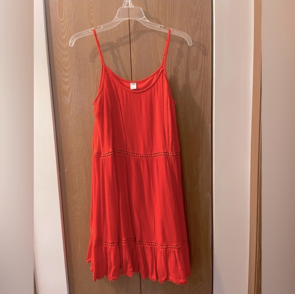 Orange Red Sun Dress Tank Gauze M